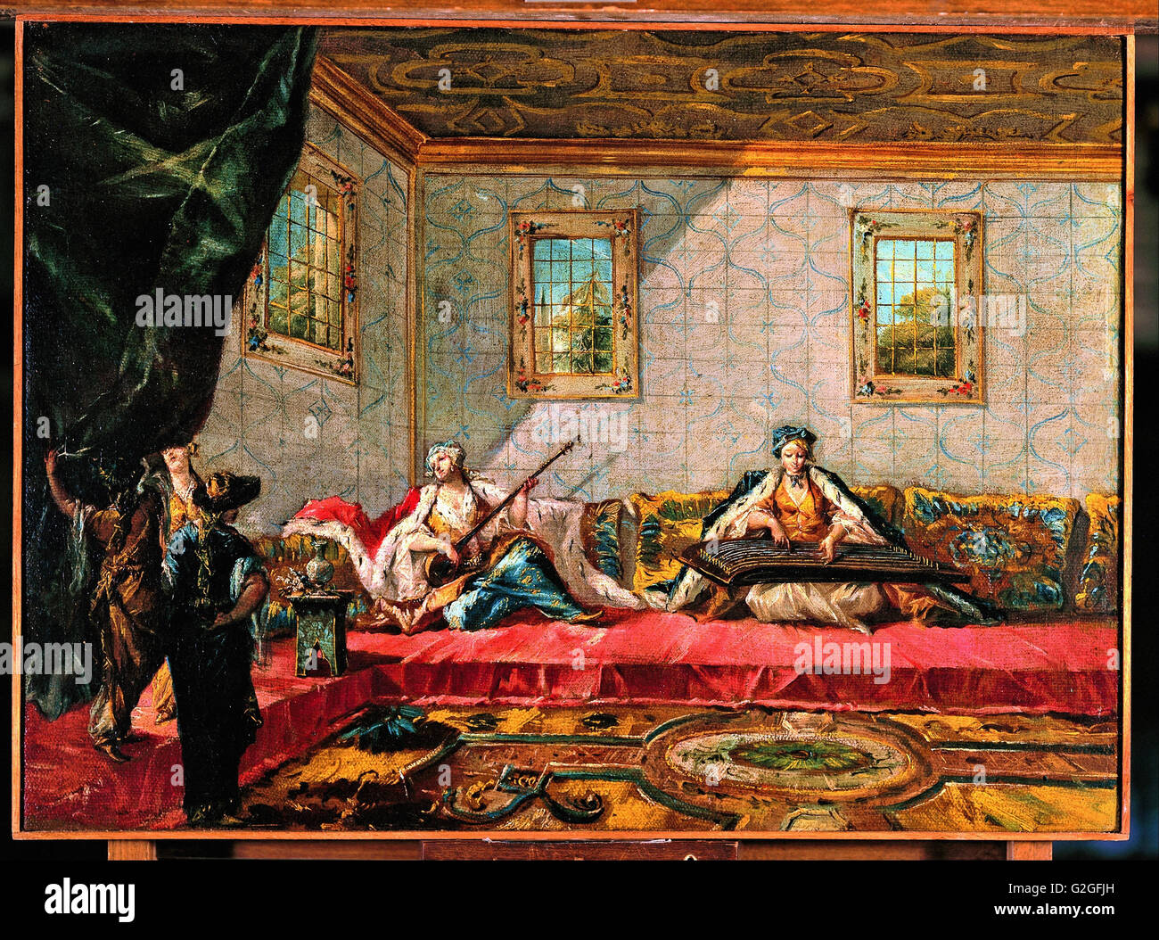 Giovanni Antonio Guardi, Francesco Guardi - Deux Odalisques jouant de la musique dans le Harem - Musée Kunstpalast, Düsseldorf Banque D'Images