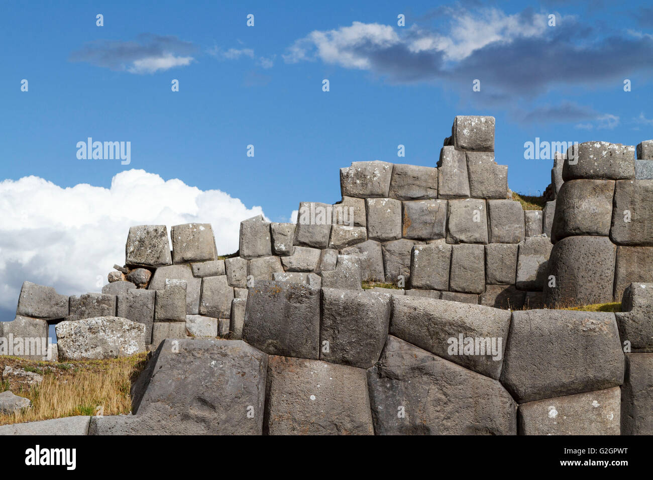 Les murs de la forteresse de Sacsayhuaman, Cusco, Pérou Banque D'Images