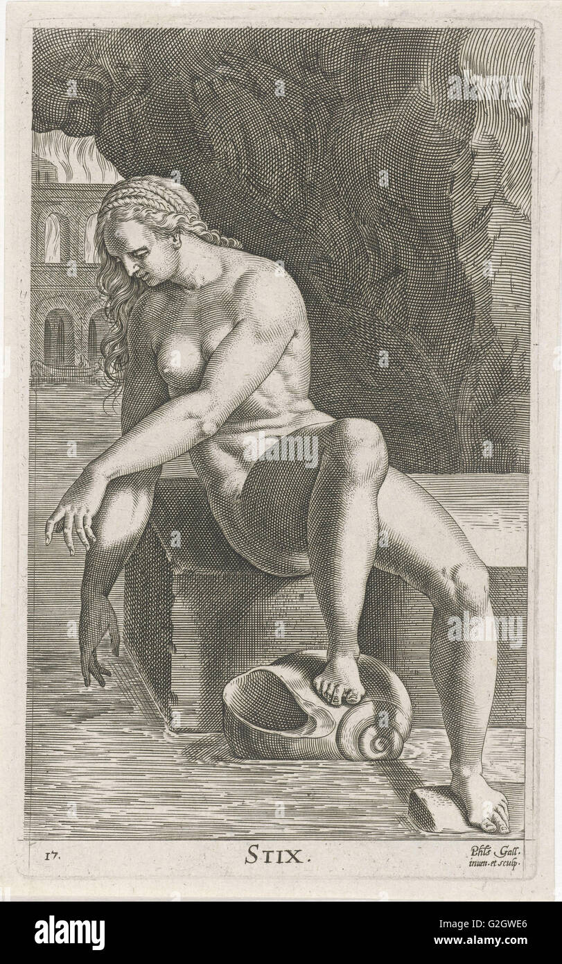 Nymphe de la rivière Styx, Philips Galle, 1587 Banque D'Images