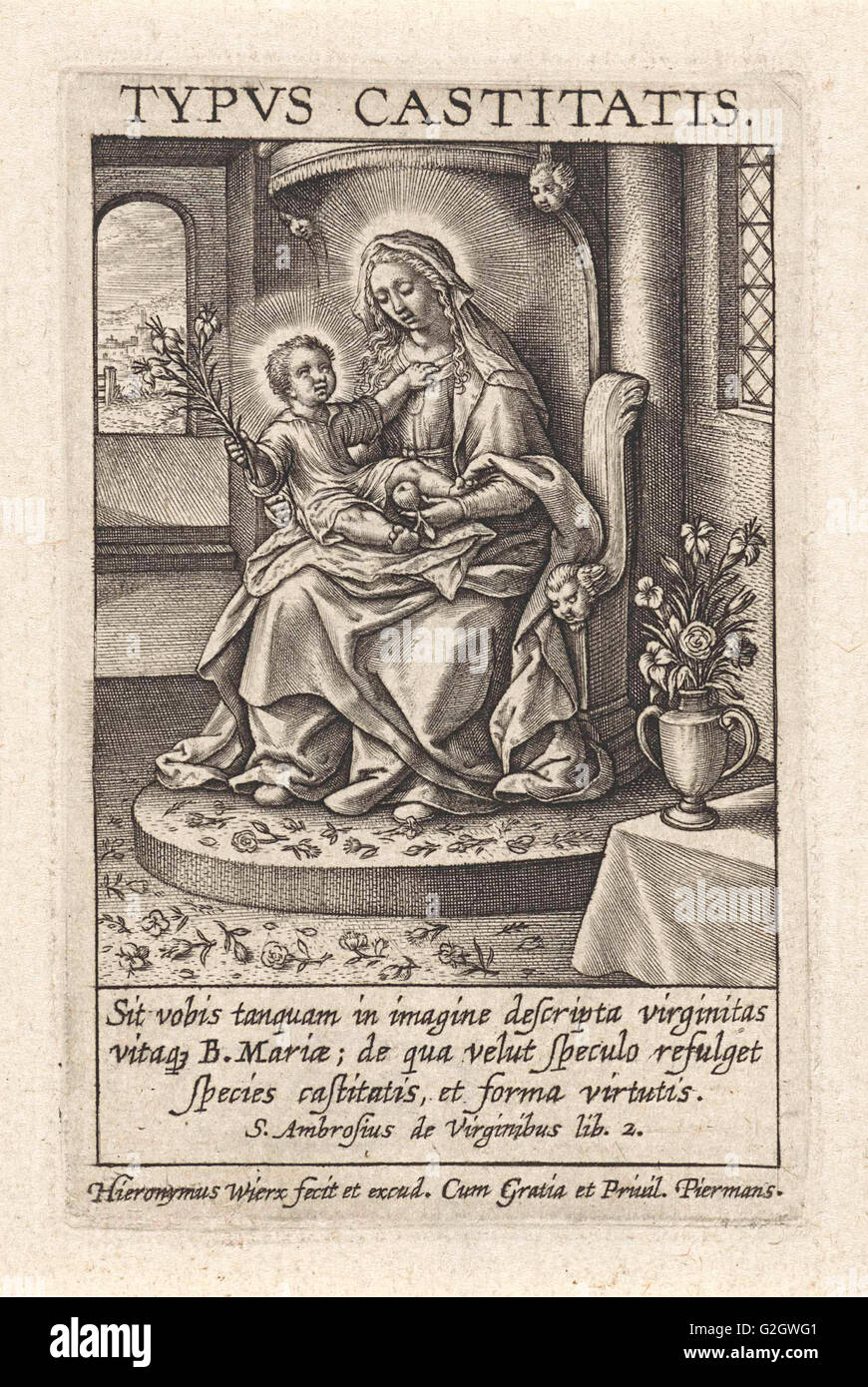 Marie avec l'Enfant Jésus, Hieronymus Wierix, 1563 - avant 1619 Banque D'Images