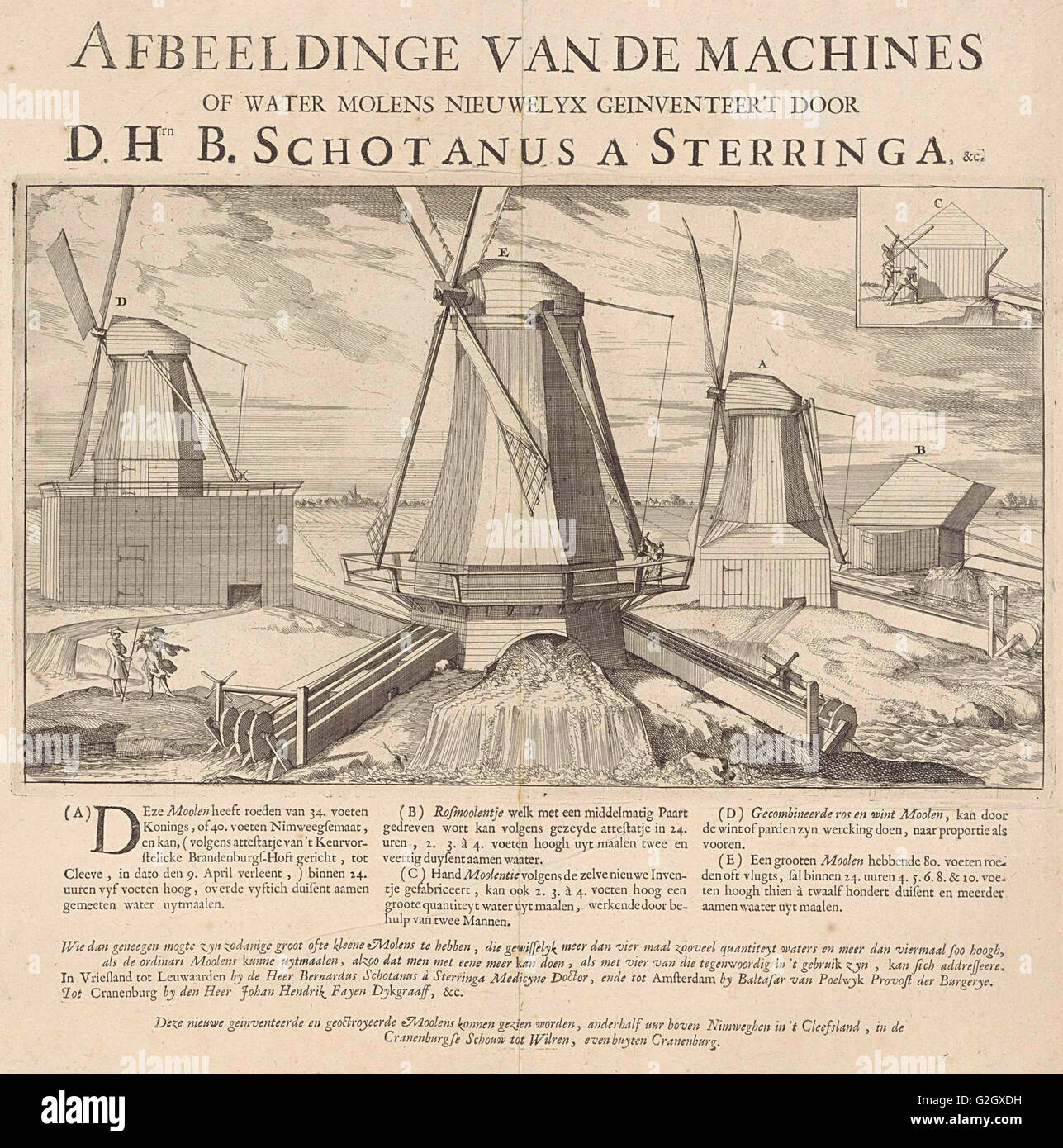 4 moulins Kleef, Caspar Luyken, 1695 Banque D'Images