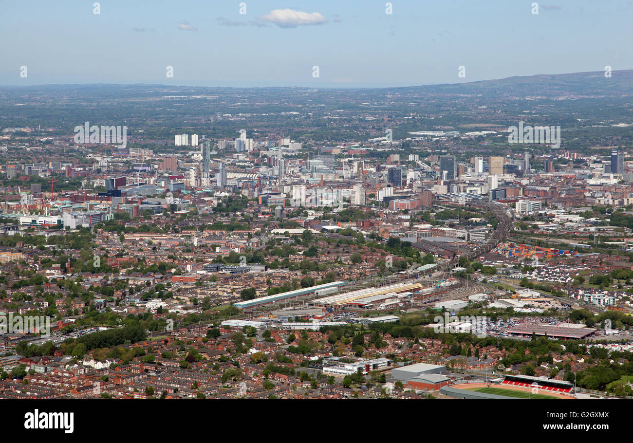 Vue aérienne de la ville de Manchester, Royaume-Uni Banque D'Images