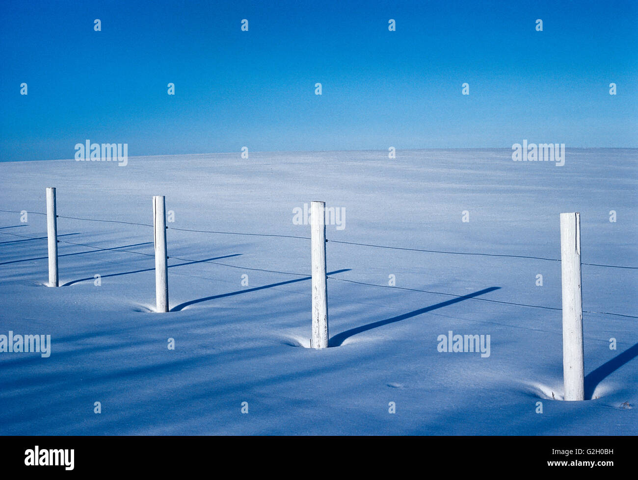 Clôture et snow Tofield, Alberta, Canada Banque D'Images