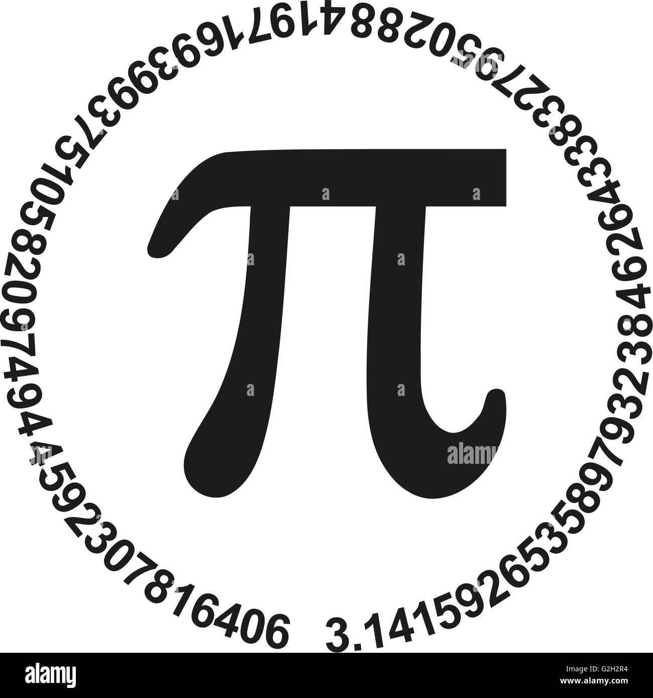 Pi avec les chiffres de pi dans un cercle Banque D'Images