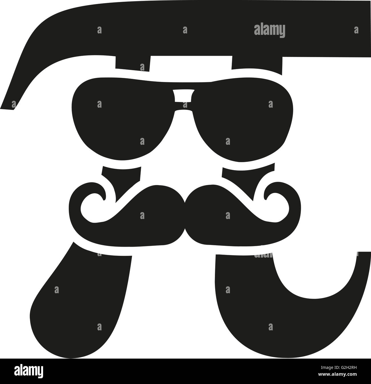 Pi signe avec lunettes et moustache Banque D'Images
