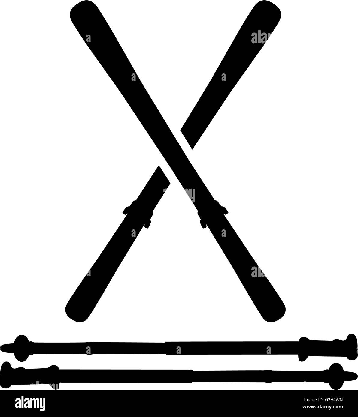 Skis avec bâtons de ski Banque D'Images