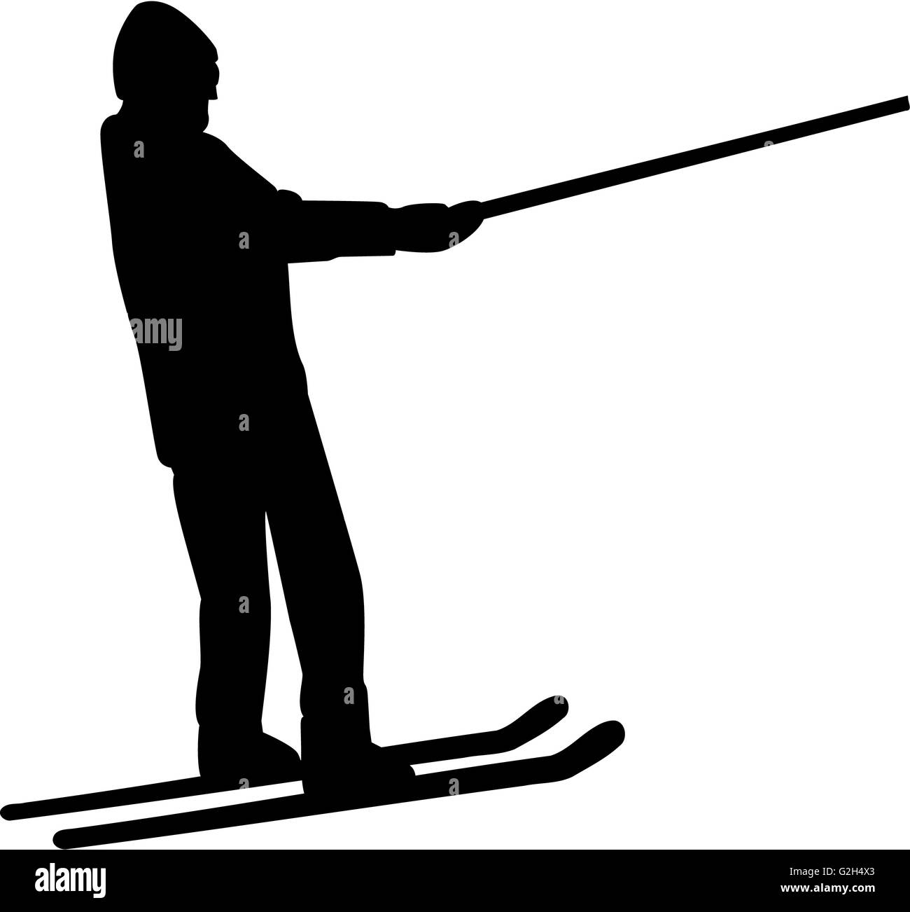 Silhouette de Ski Banque D'Images