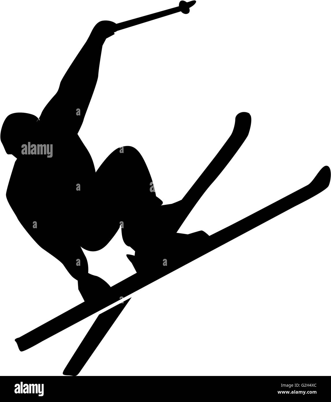 Silhouette Stunt Ski Banque D'Images