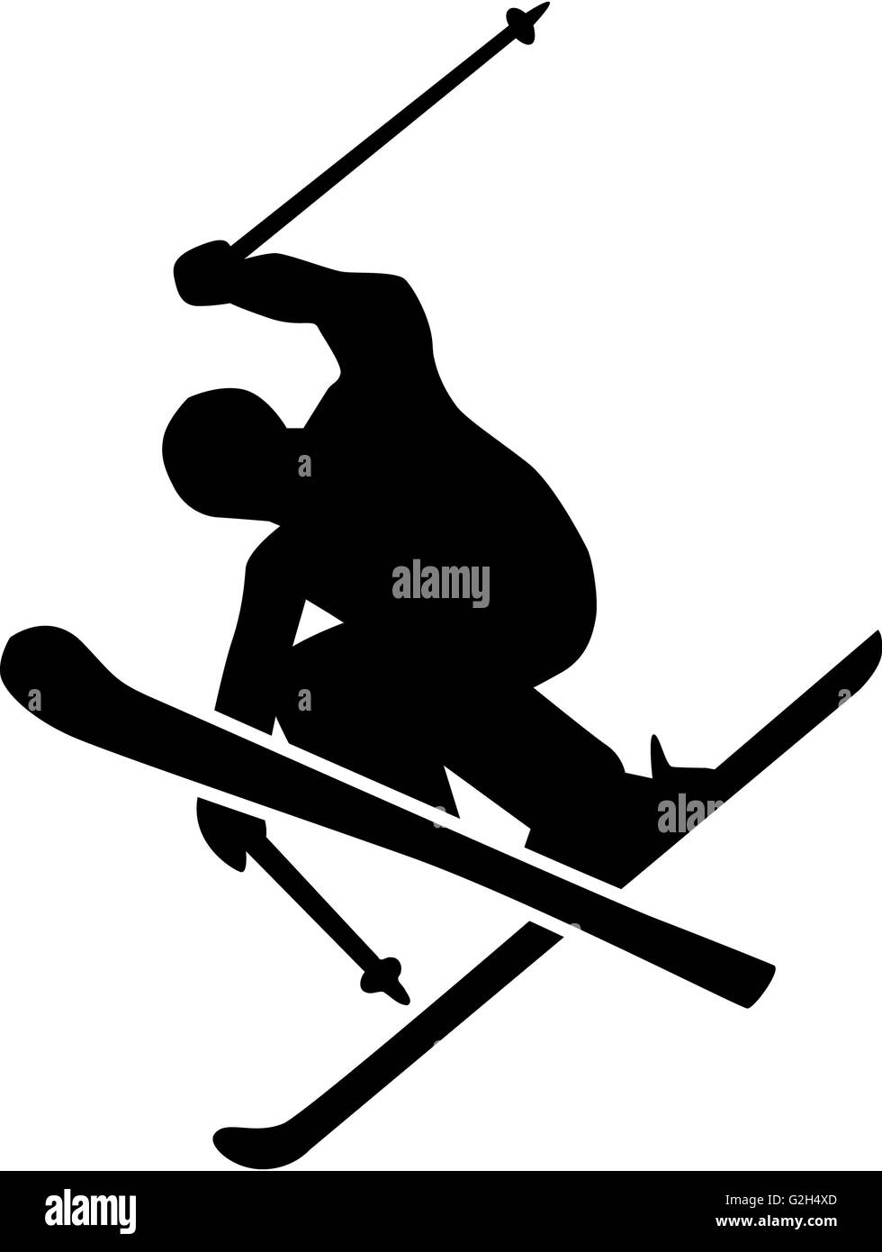 Ski Freestyle Silhouette Banque D'Images