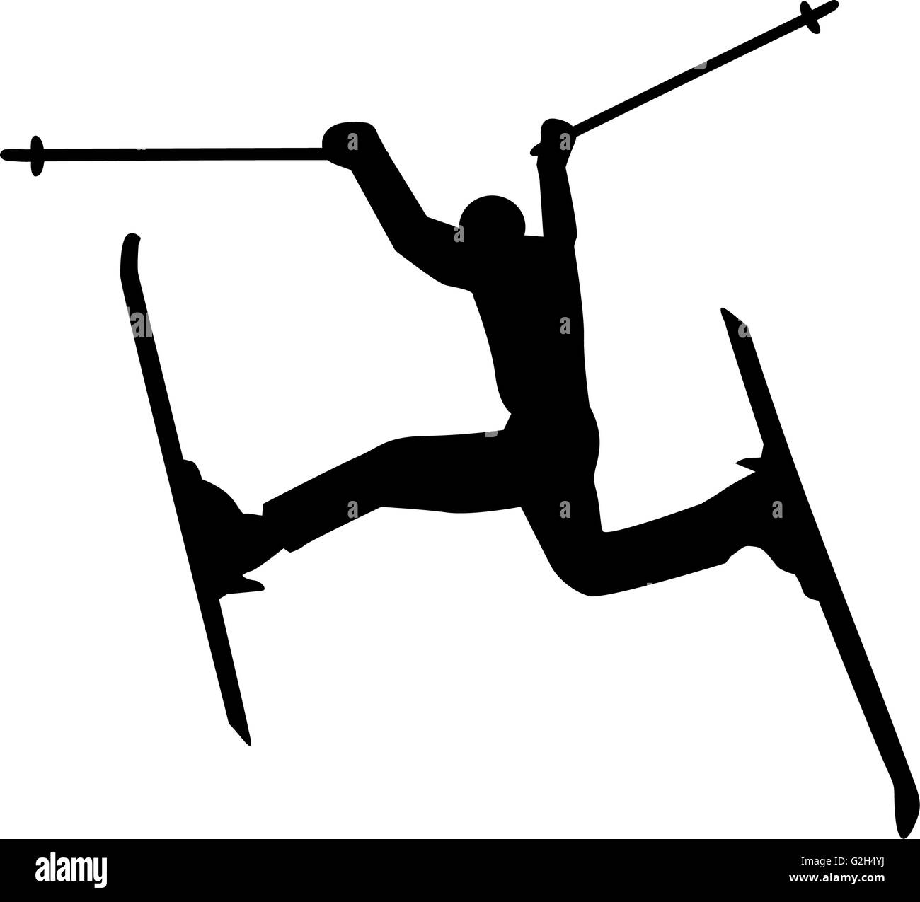 Silhouette skieur fou Banque D'Images
