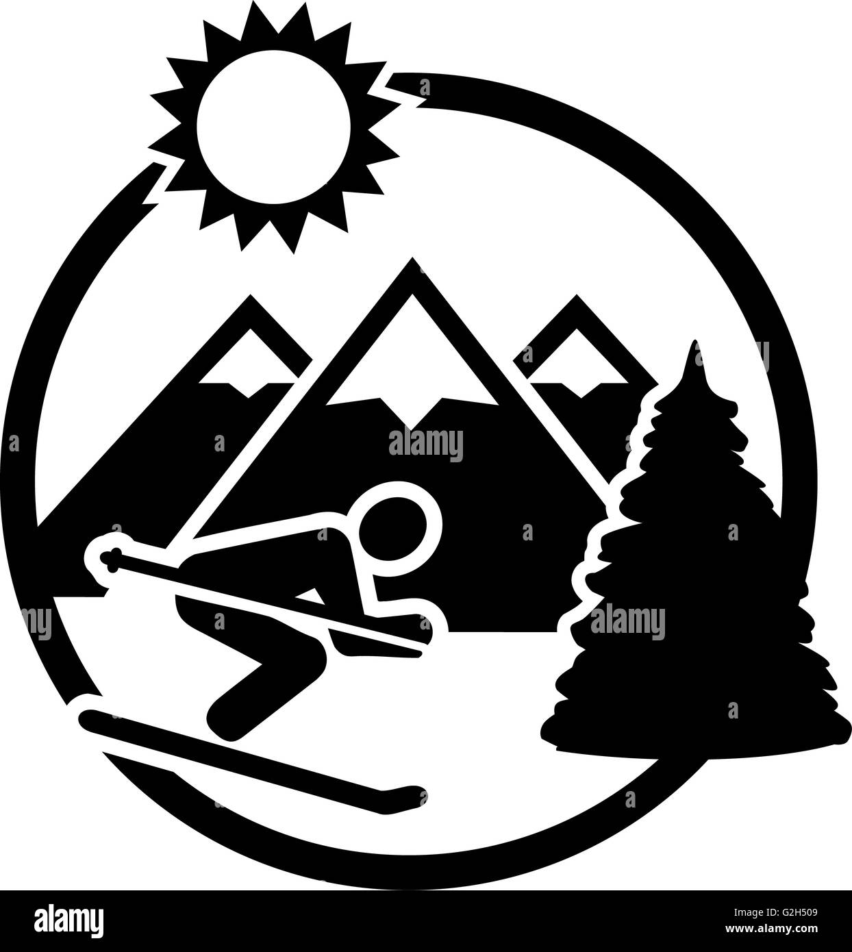 Insigne Ski Montagne Banque D'Images