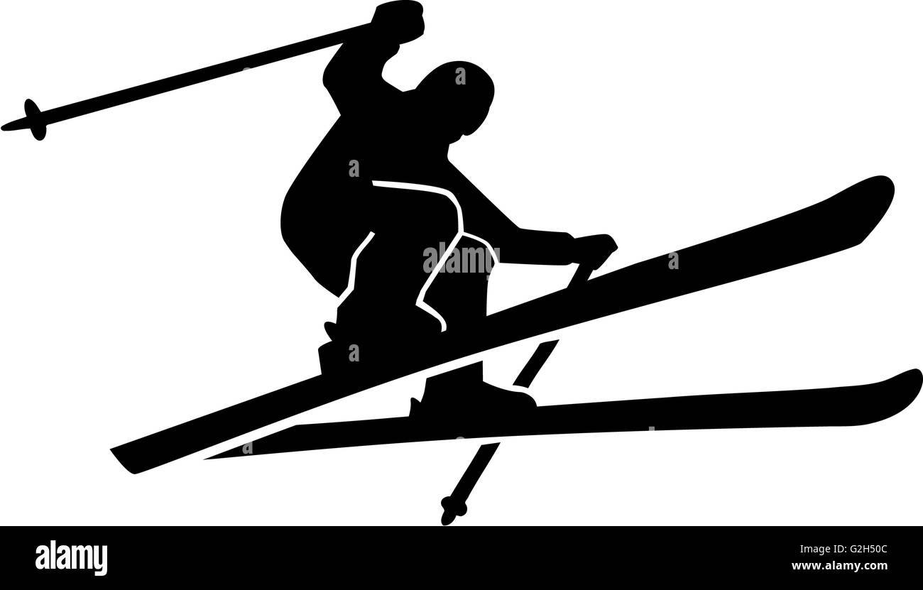 Ski Run SIlhouette Banque D'Images