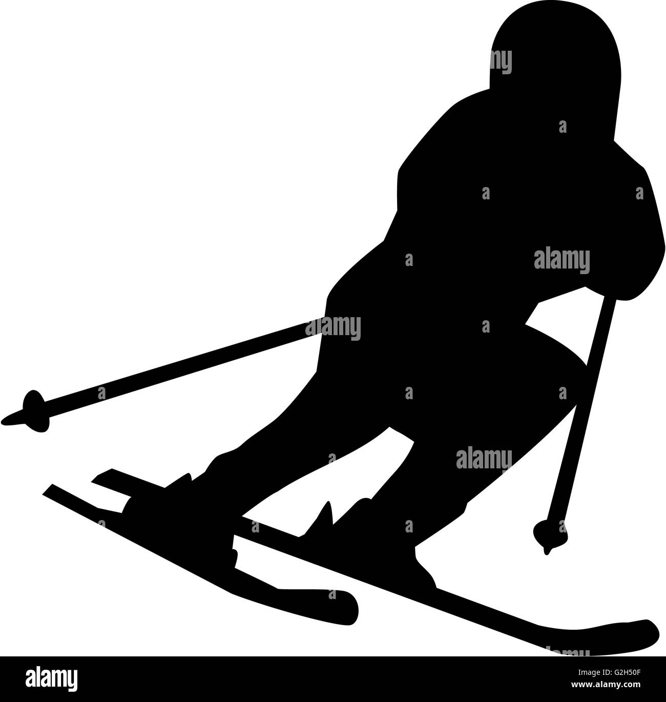 Ski Run Silhouette Isolated Banque D'Images