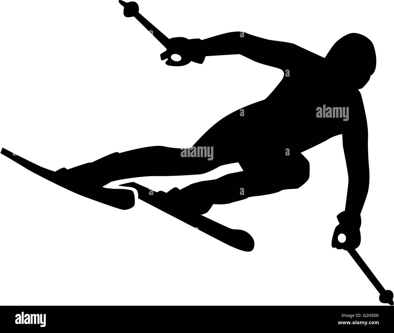 Ski Run Silhouette Banque D'Images