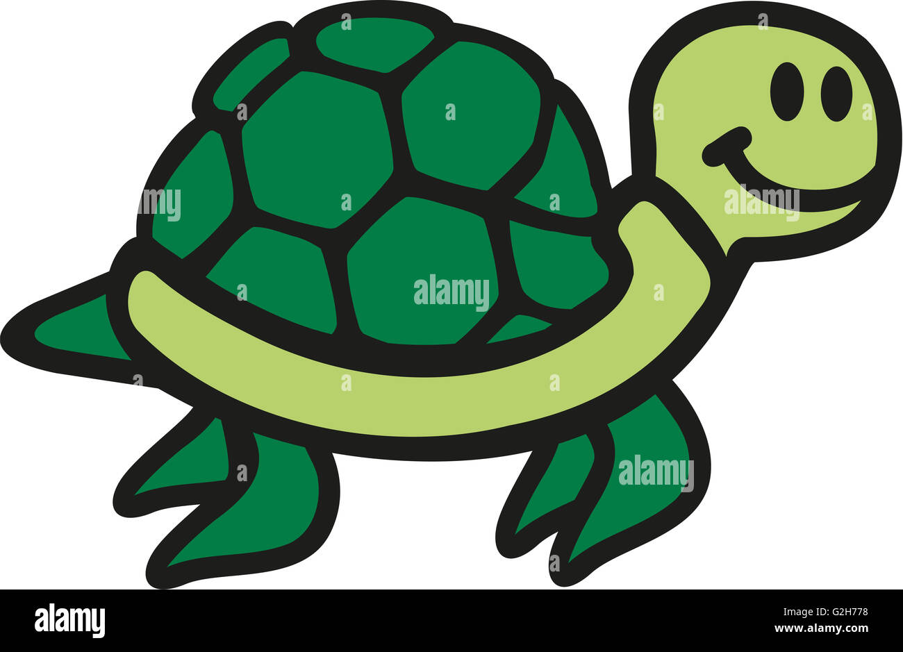 Natation dessin de tortue mignon Banque D'Images