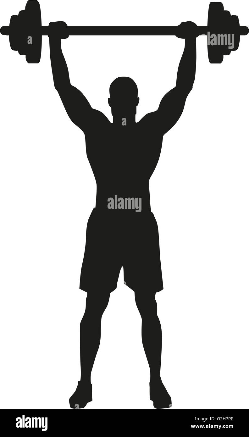 Levage de poids silhouette bodybuilder Banque D'Images