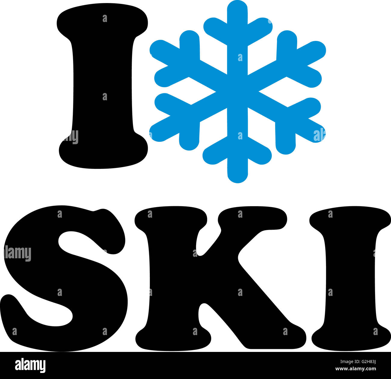 J'aime flocon Ski Banque D'Images