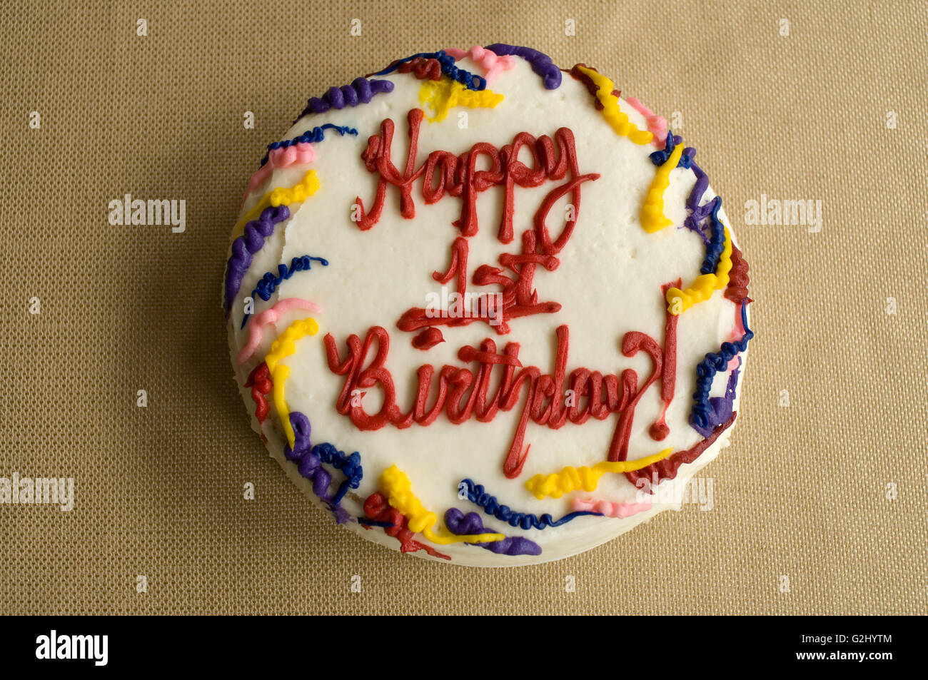 Heureux 1er anniversaire Cake Banque D'Images