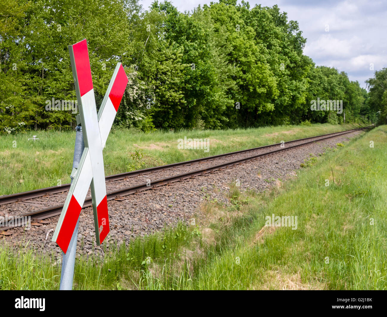 Des voies de chemin de fer de l'OHE, Osthannoversche Eisenbahnen réseau ferroviaire, Lachtehausen, Celle, Basse-Saxe, Allemagne, Europe Banque D'Images