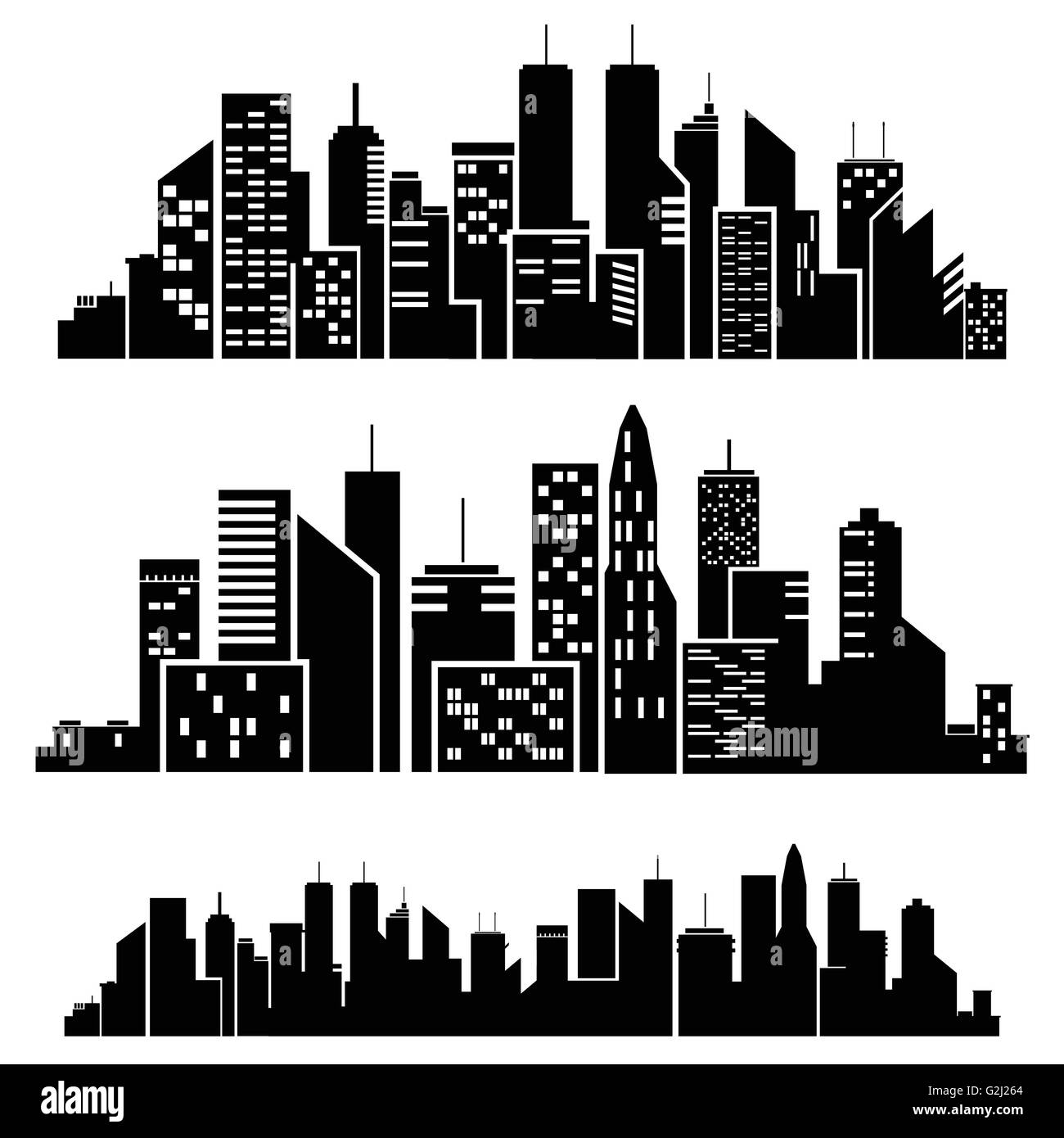 Villes vecteur silhouette Illustration de Vecteur