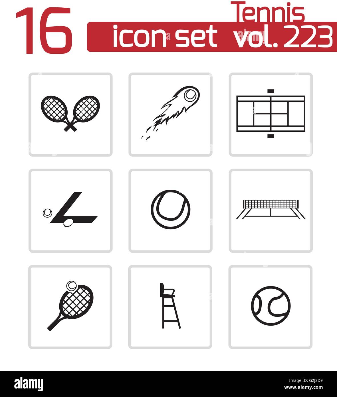 Tennis noir Vector icons set Illustration de Vecteur