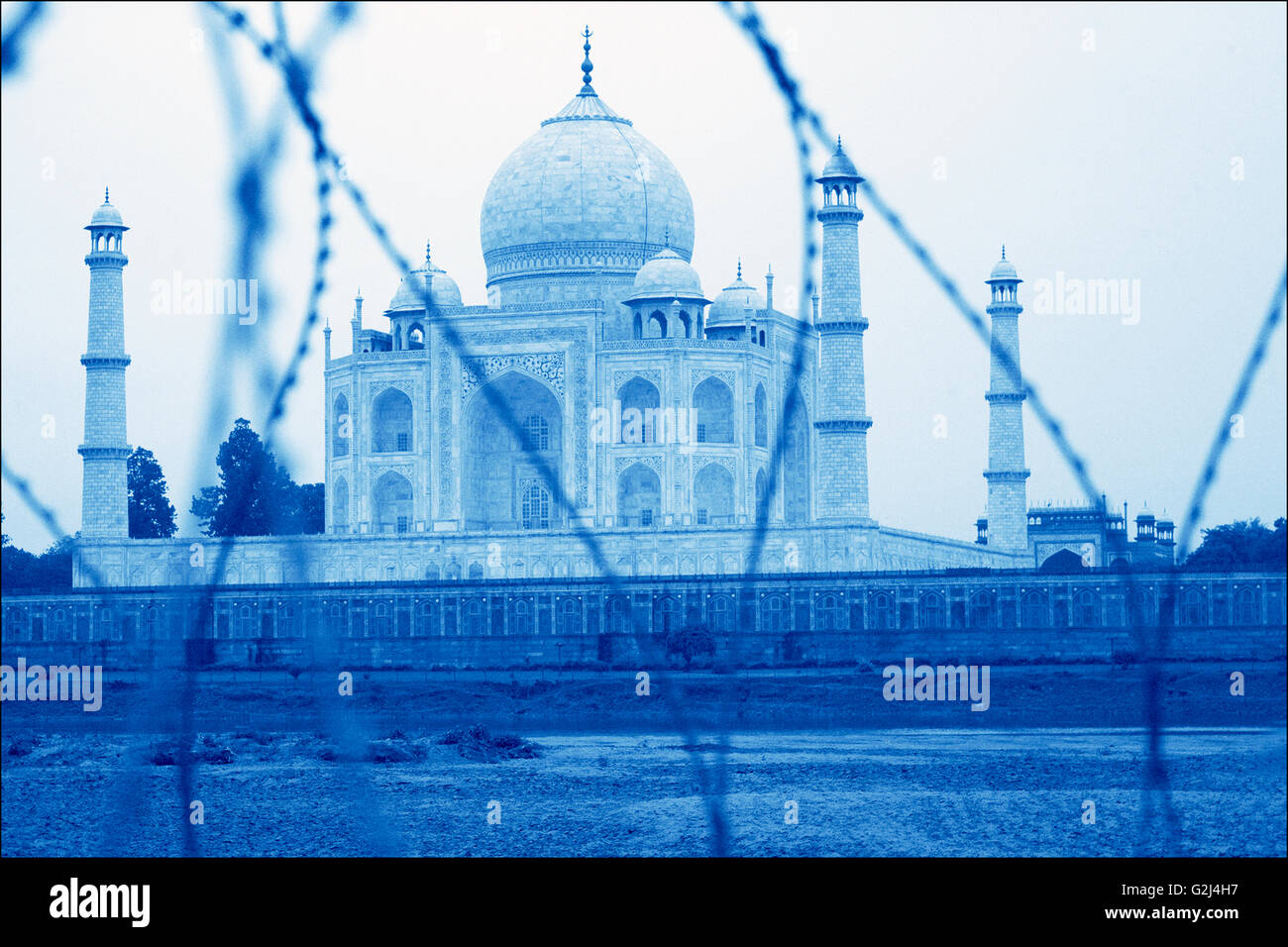 Taj Mahal, vue arrière, Agra, Inde Banque D'Images