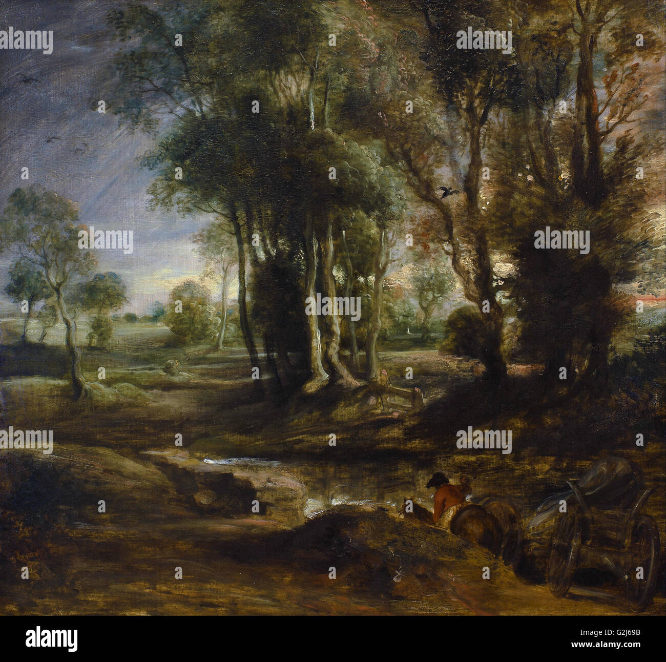 Peter Paul Rubens - Soir Paysage avec WagonMuseum bois Musée Boijmans Van Beuningen de Rotterdam - Banque D'Images