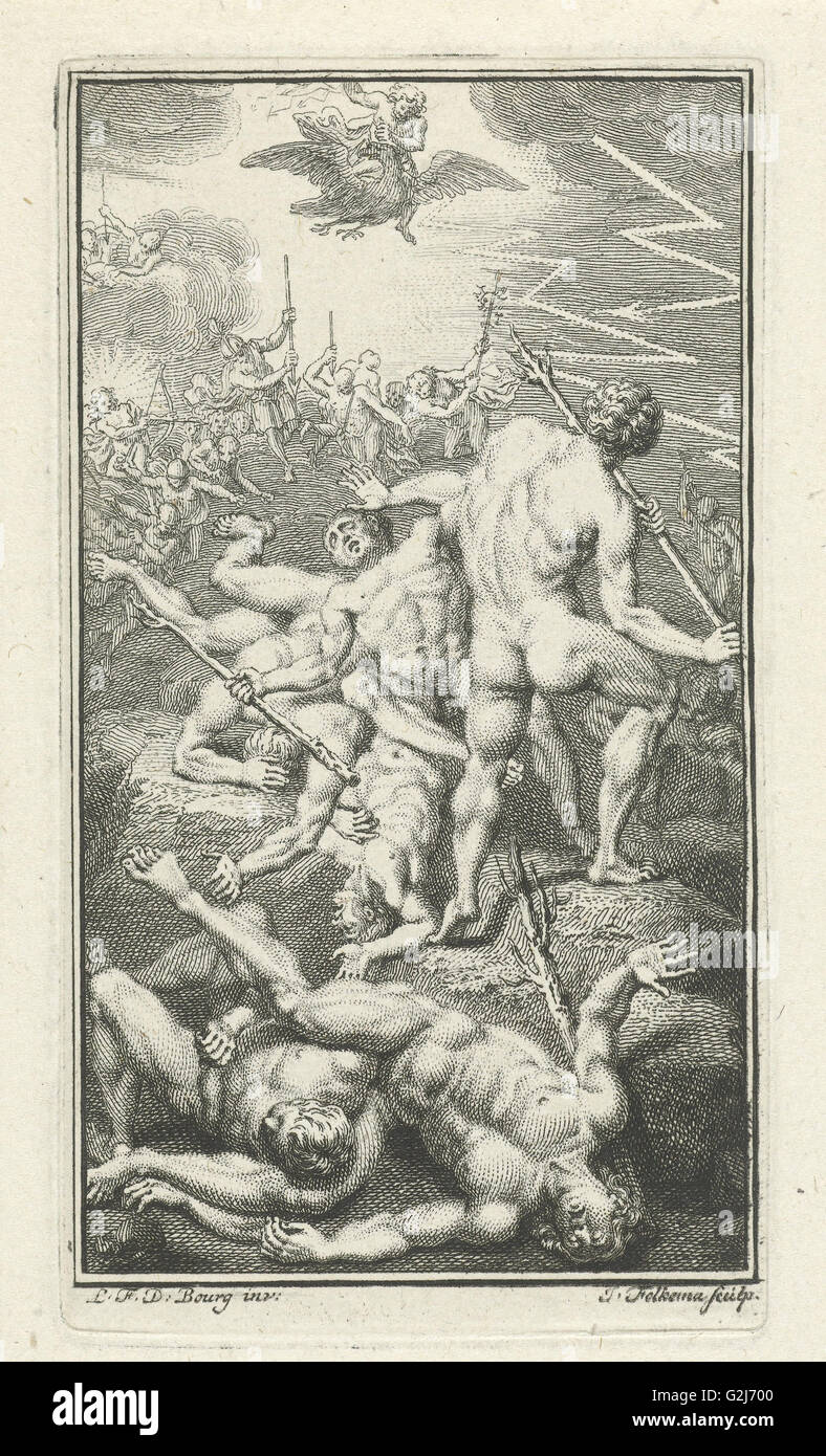 Bataille des dieux et des géants, Jacob Folkema, 1703 - 1767 Banque D'Images