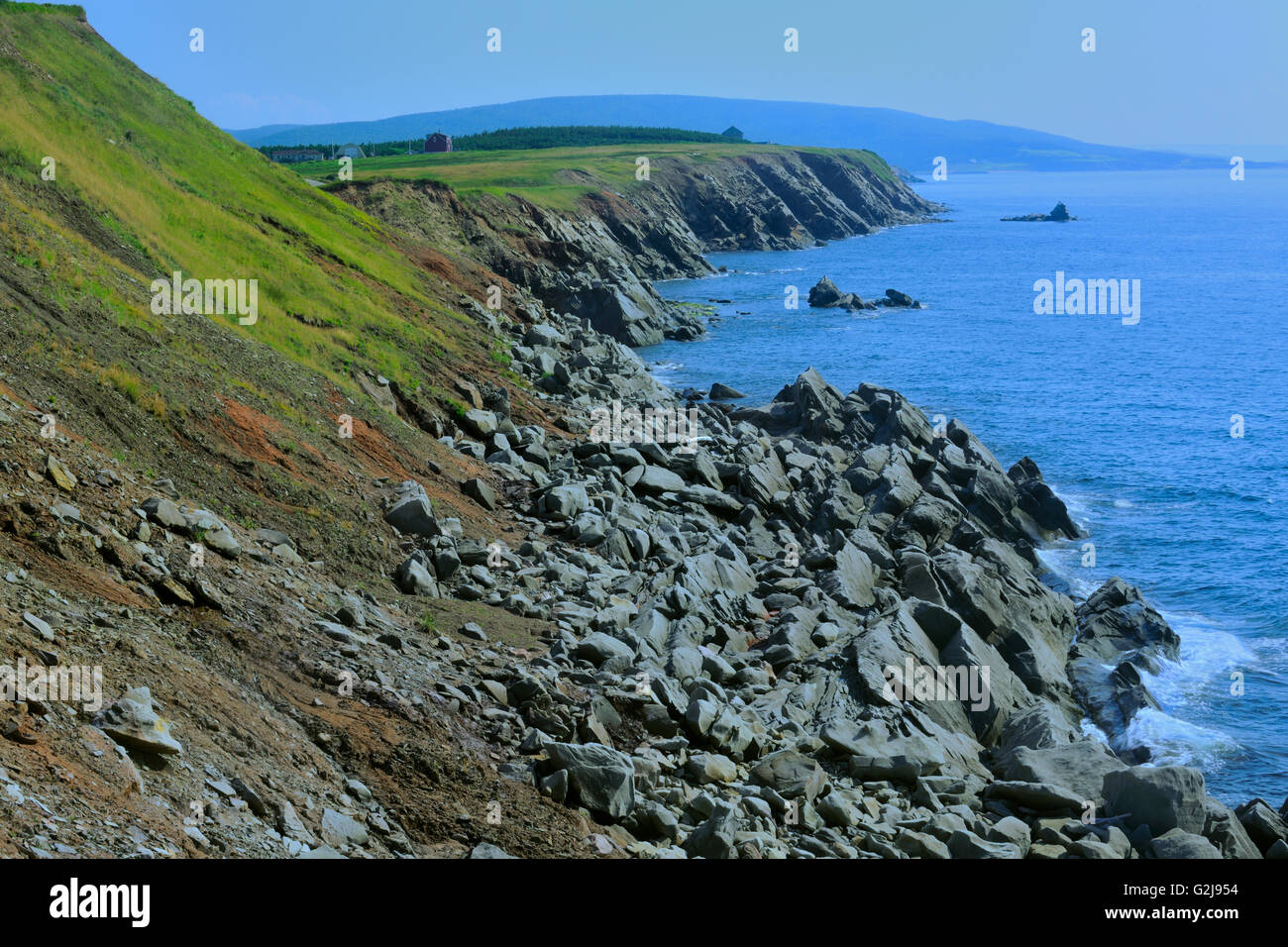 Côte rocheuse le long de Cape Breton (Cabot Trail) Cape Lemoine Nouvelle-Écosse Canada Banque D'Images