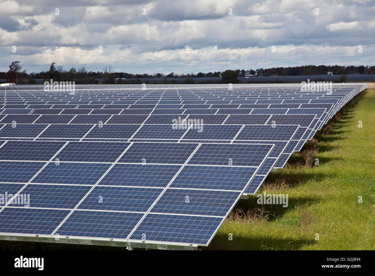 Grand parc solaire dans le sud-ouest de l'Ontario (près du lac Érié), l'Ontario, Canada. Banque D'Images