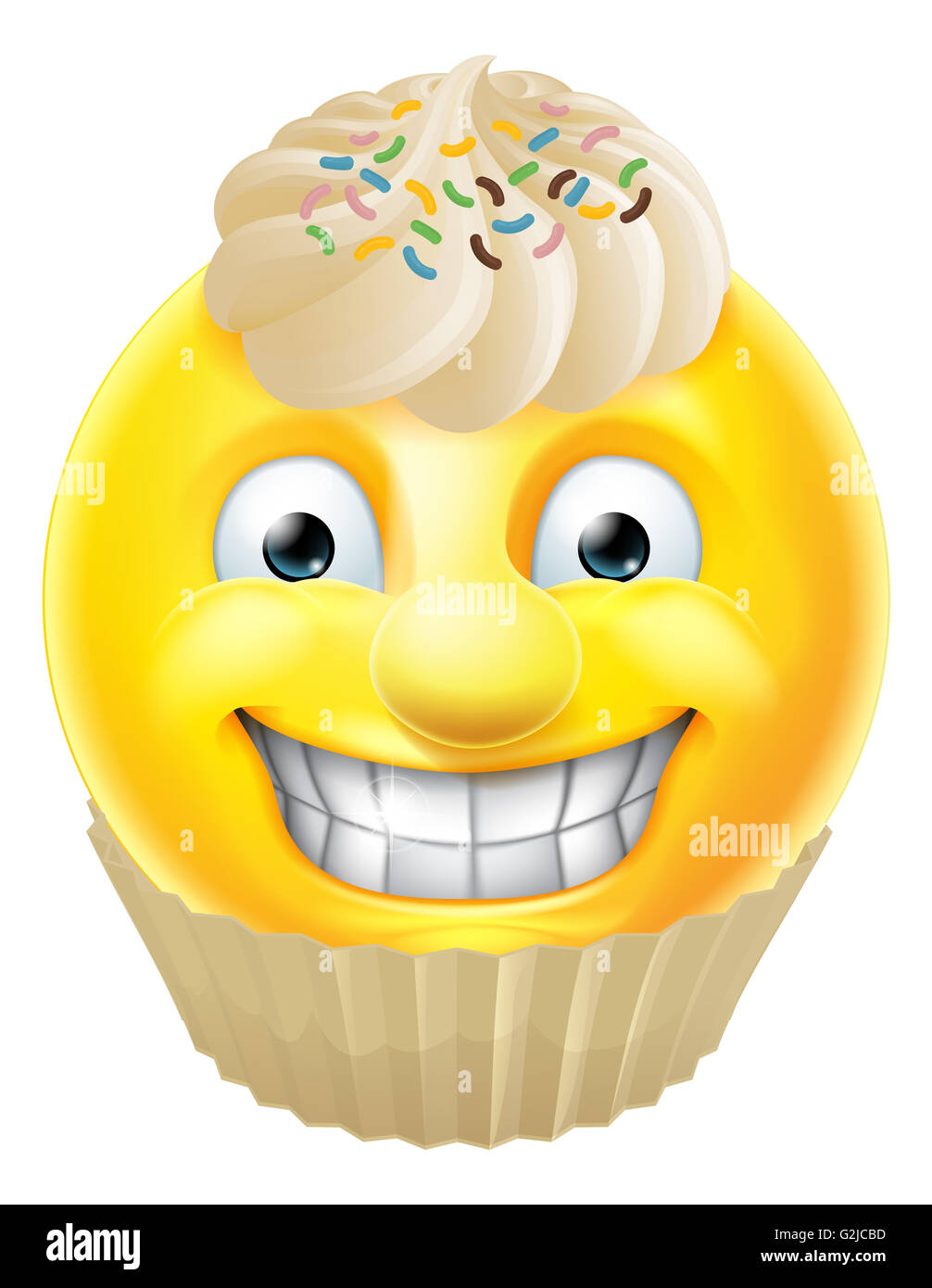 Un dessin animé smiley emoticon emoji gâteau personnage Banque D'Images