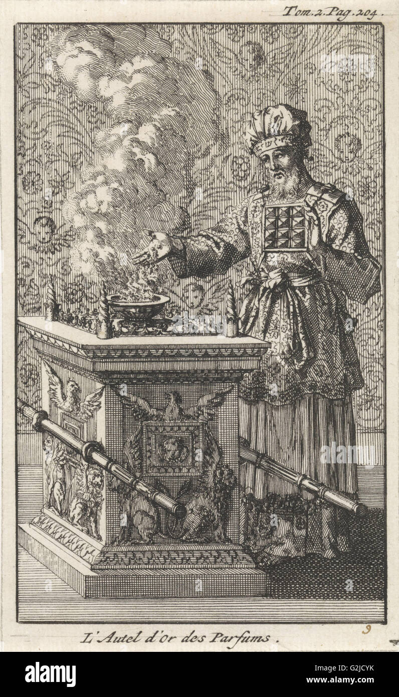 Autel d'or de l'encens dans le culte juif, Jan Luyken, Pieter Mortier, 1705 Banque D'Images