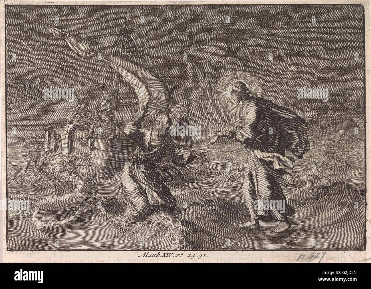 Le Christ Dans La Tempête Sur La Mer De Galilée Le christ sauve pierre Banque de photographies et d’images à haute