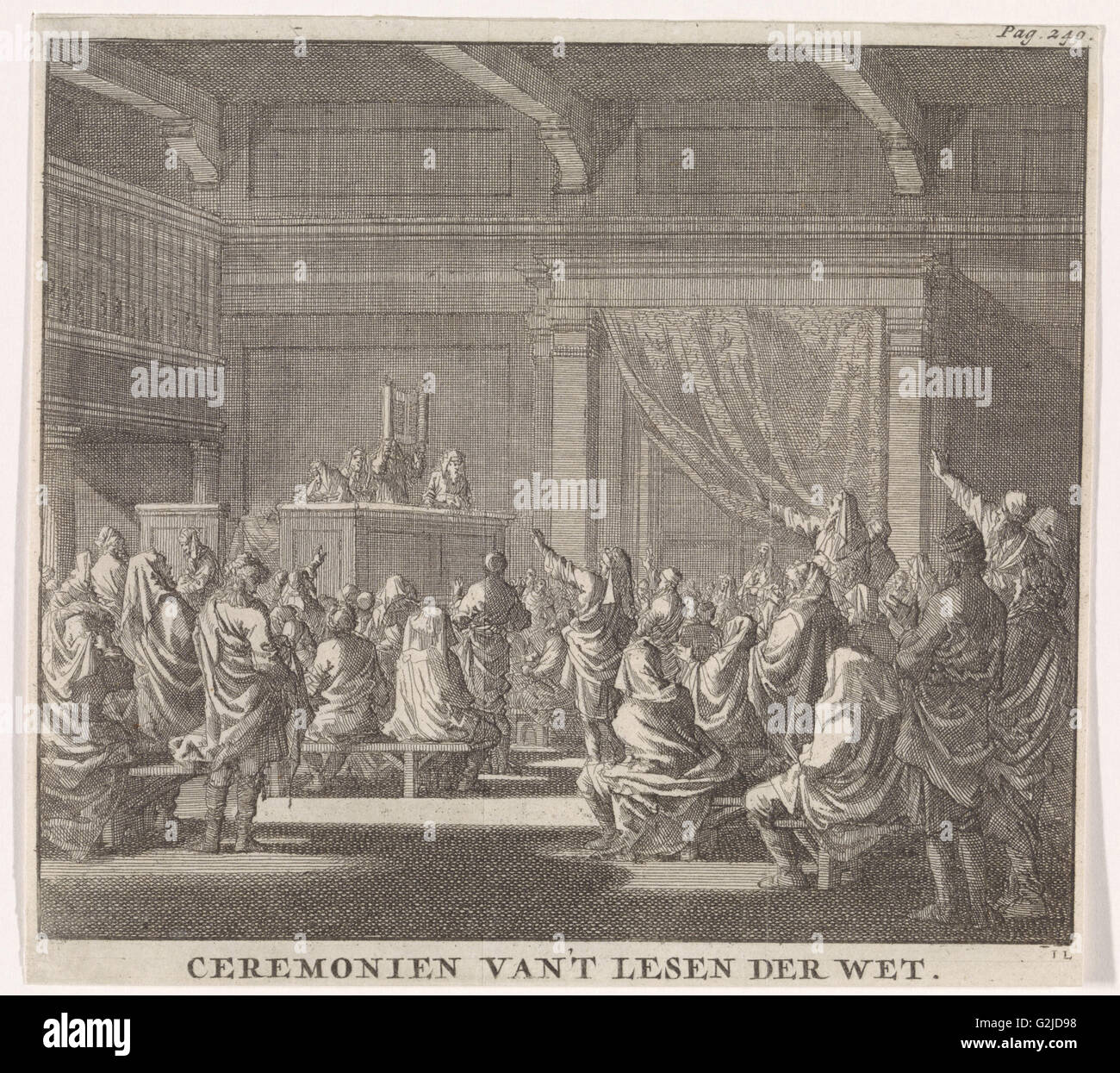 Un rabbin synagogue où se lit, imprimer bouilloire : Jan Luyken, Daniel van den Dalen, Hendrik van Damme, 1702 Banque D'Images