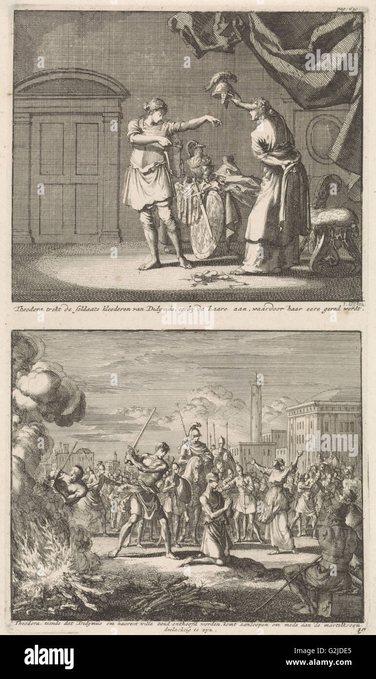 Theodora et saint Didyme est libérée par le martyre de saint Theodora et Didyme, Jan Luyken, Jacobus van Hardenberg Banque D'Images