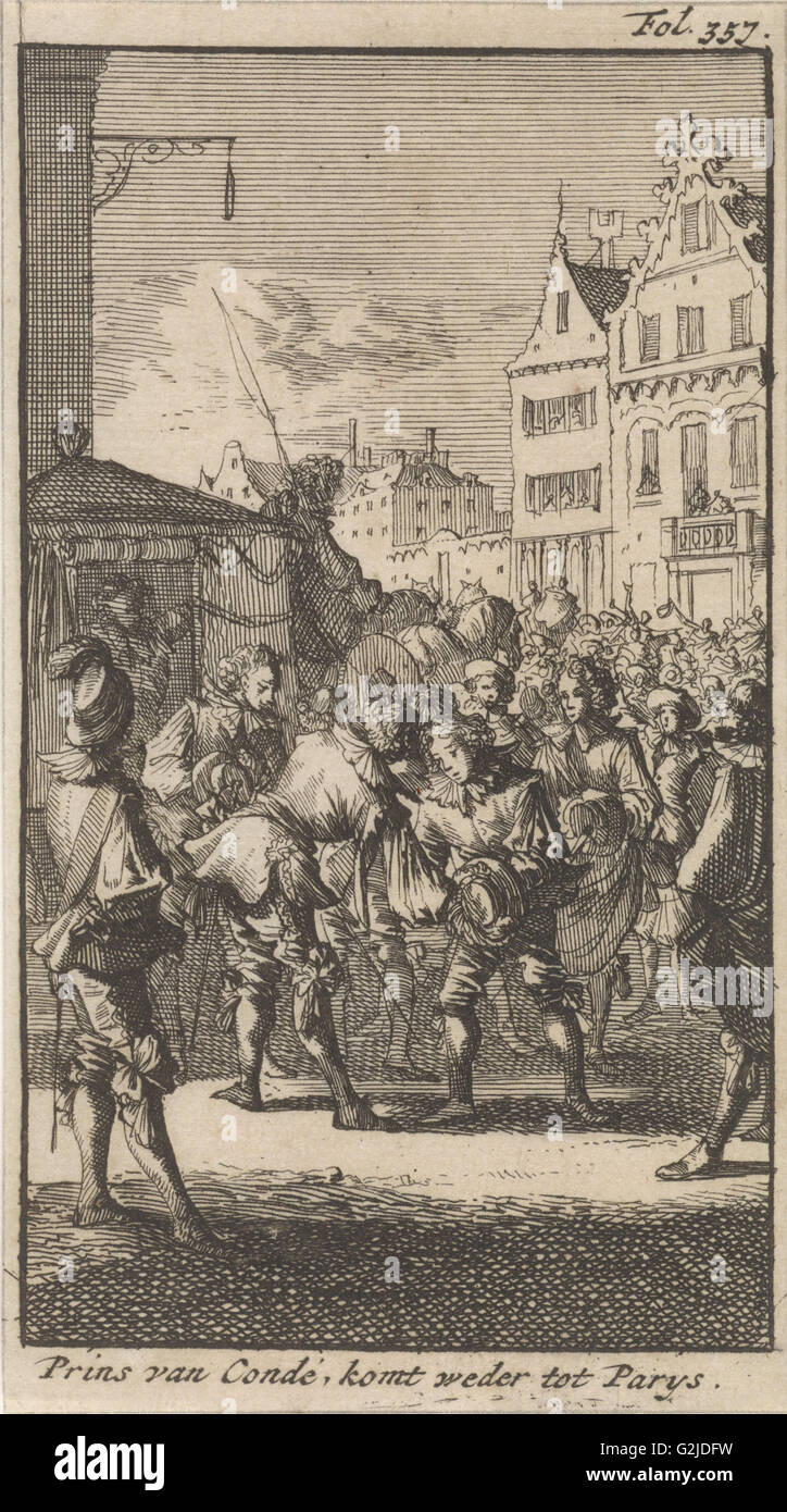 Louis II de Bourbon, prince de Condé, est accueilli après sa libération par les Parisiens, 1651, France, Caspar Luyken Banque D'Images