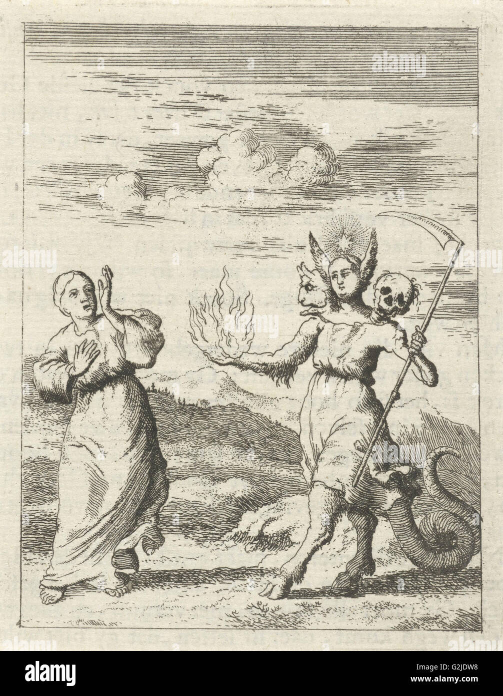 L'âme incarnée se réunit le péché, Jan Luyken, Pieter Arentsz (II), 1678 - 1687 Banque D'Images