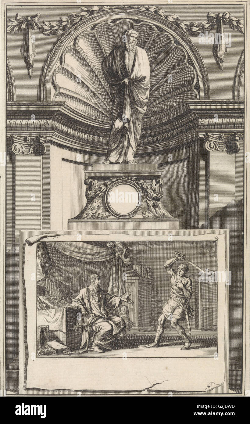 H. Ambroise de Milan, père de l'Église, Jan Luyken, Zacharie Chatelain (II), Jan Goeree, 1698 Banque D'Images