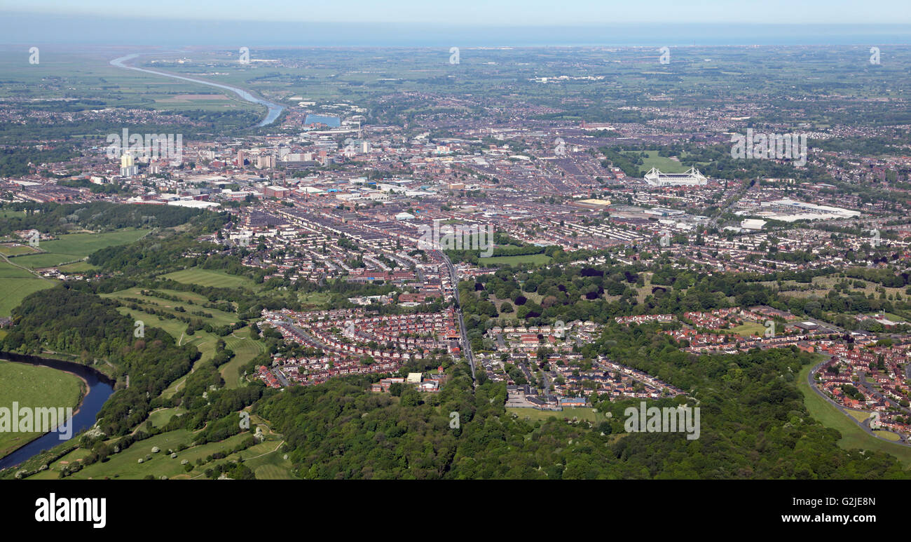 Vue aérienne de la ville de Preston dans le Lancashire, Royaume-Uni Banque D'Images