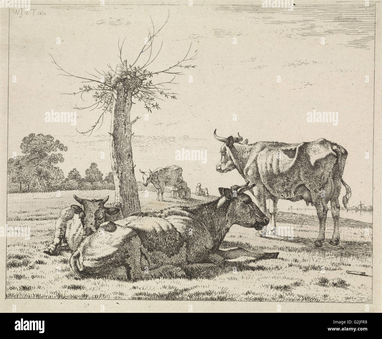 Les Vaches à l'pollard willow, Wouter Johannes van Troostwijk, 1810 Banque D'Images