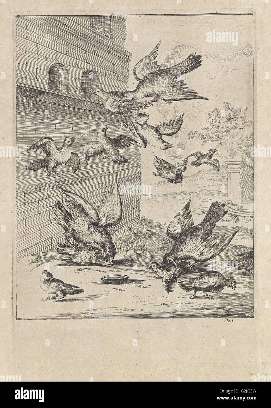Fable des colombes et les Hawks, Dirk Stoop, John Catholicus, 1665 Banque D'Images