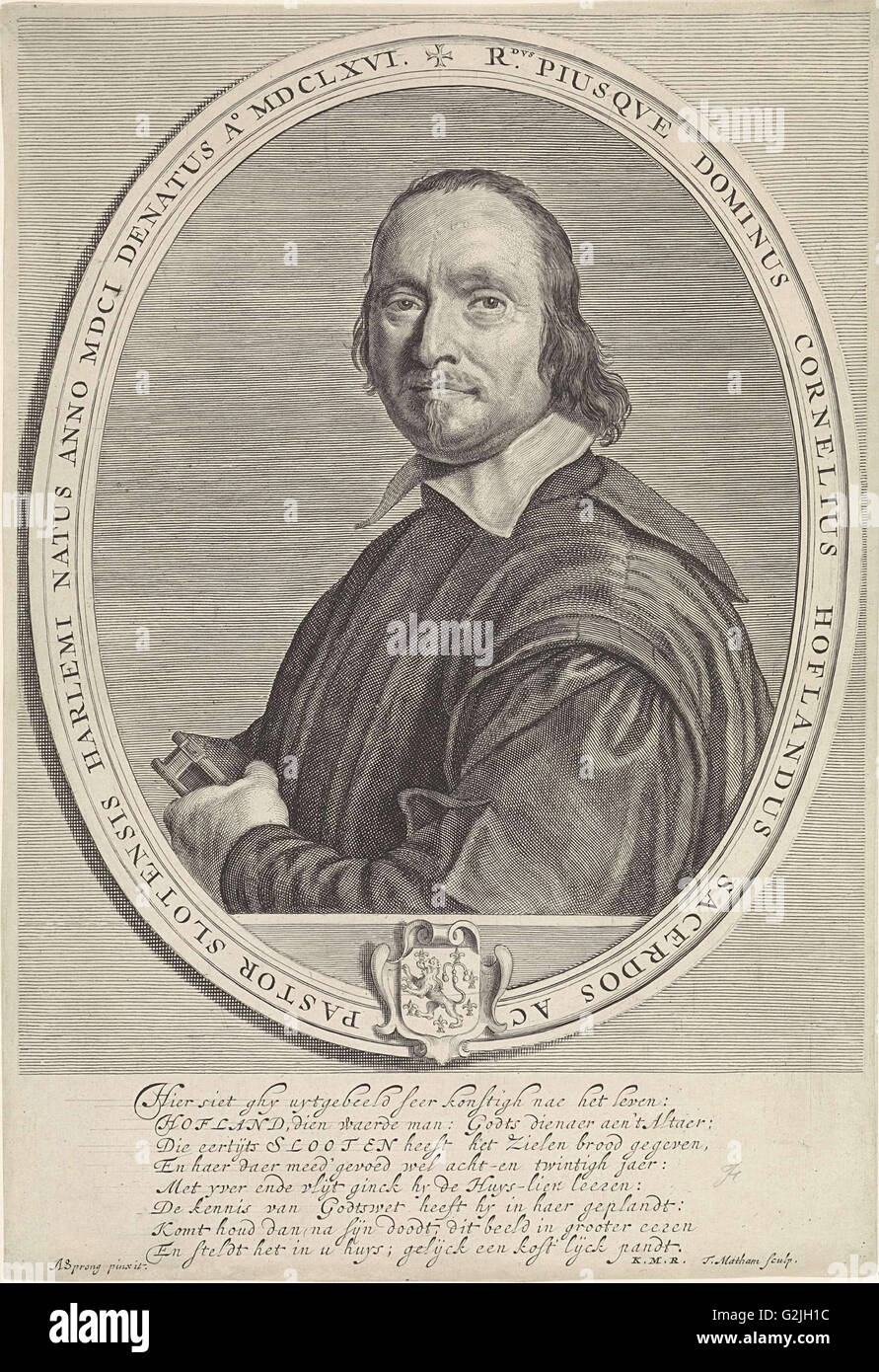 Portrait de Cornelis Hofland, Sans titre by Munier, Monogrammist KMR, 1666 - 1676 Banque D'Images