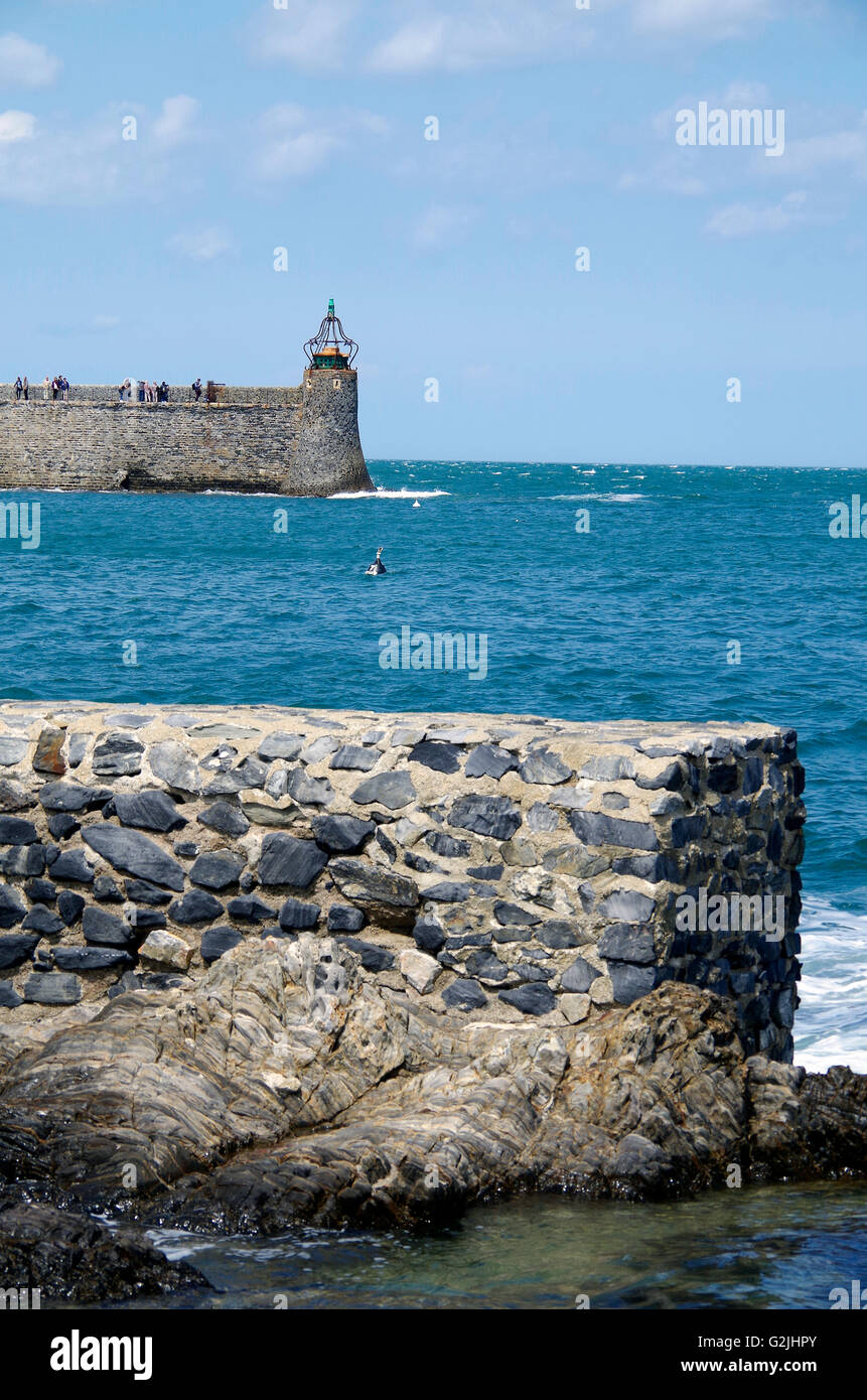 Collioure, France, l'entrée au port, jetty Banque D'Images