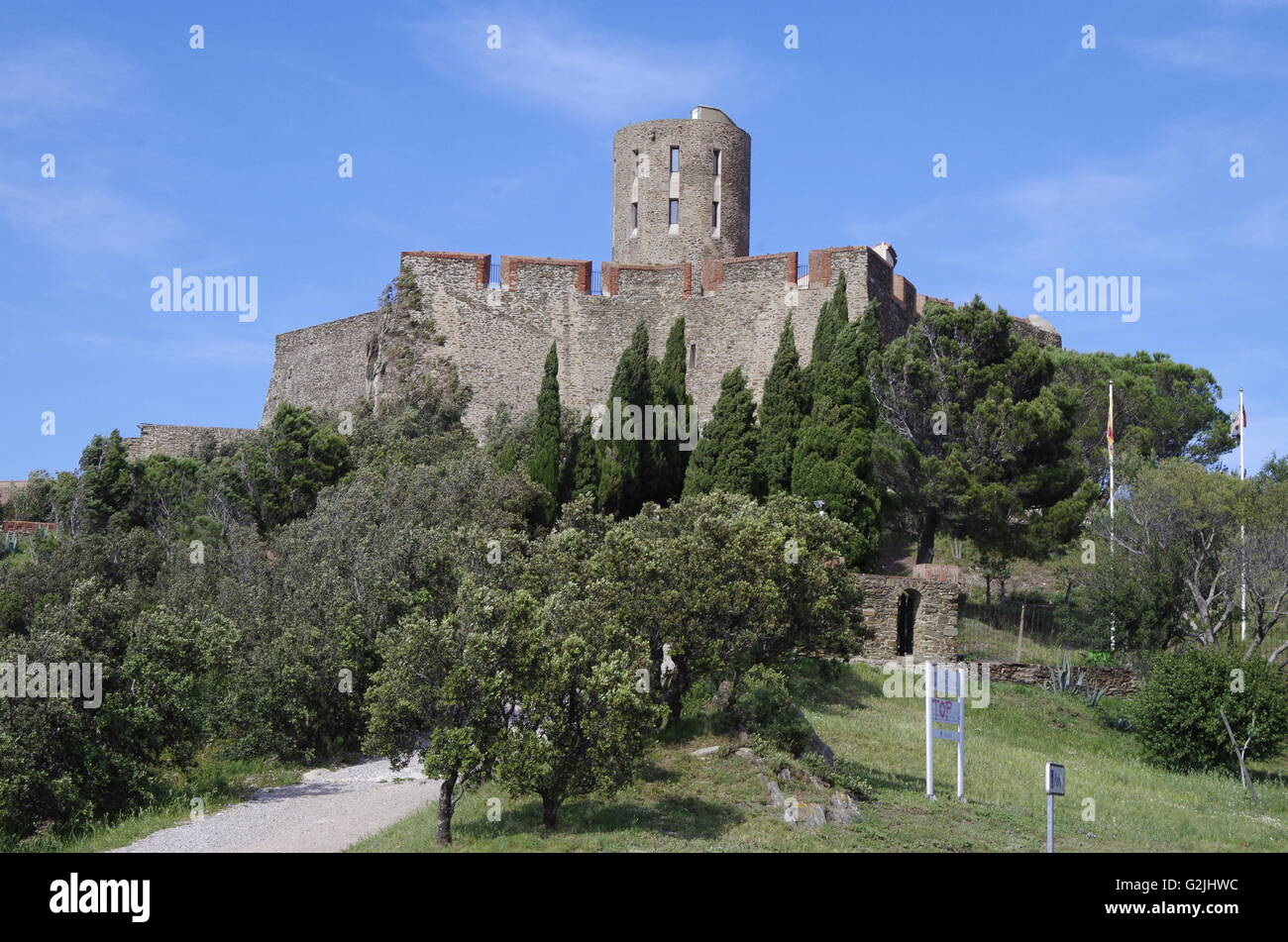 Fort Saint Elme, au-dessus de Collioure, France Banque D'Images
