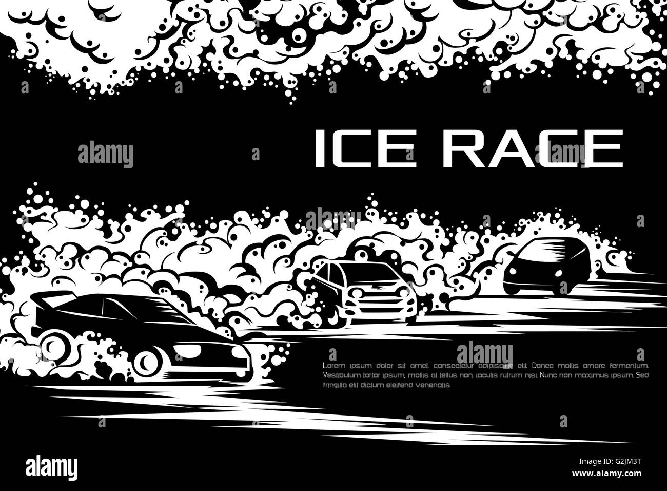 Piste de voiture de course Banque d'images noir et blanc - Alamy
