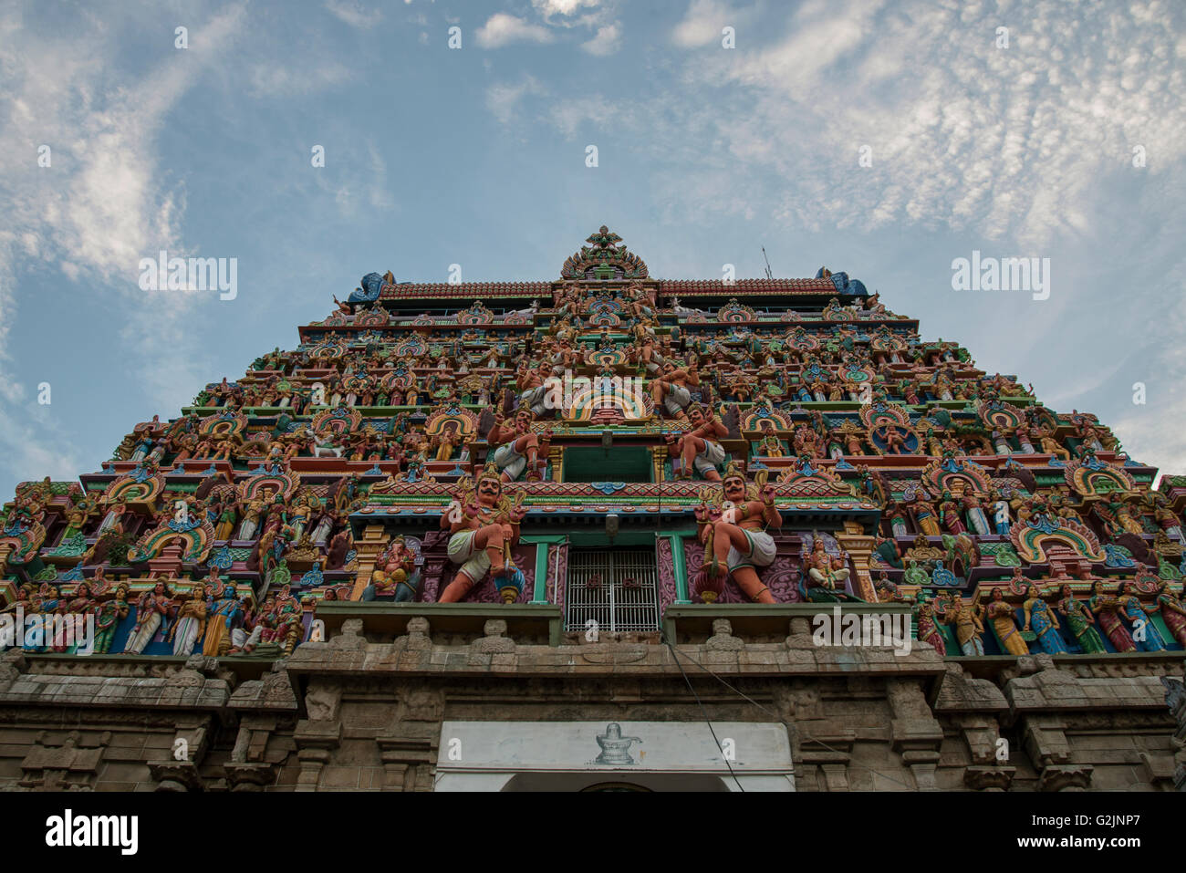 Sculpture colorée sur le temple obtenir à Chidambaram, Tamilnadu, Inde Banque D'Images