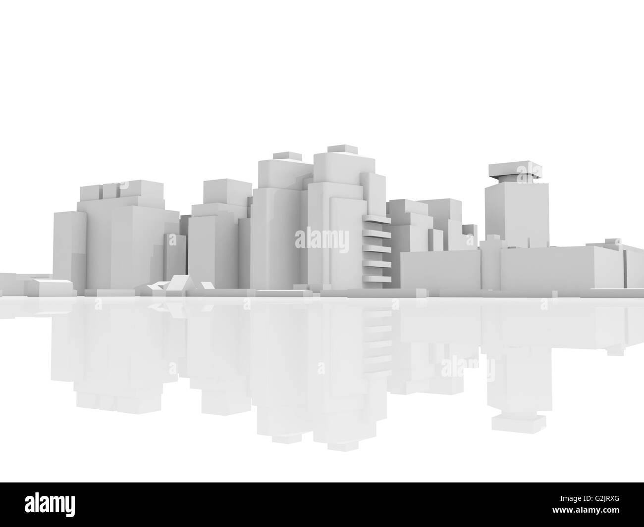 Contemporain abstrait paysage urbain, maisons individuelles, bâtiments industriels et bureaux. Rendu 3d illustration isolé sur fond blanc Banque D'Images