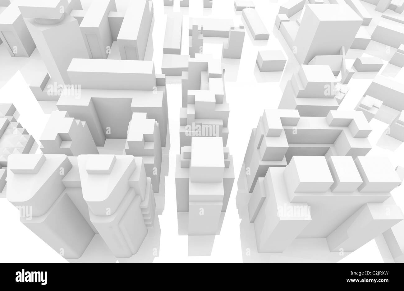 Blanc contemporain abstrait paysage urbain, rendu 3d illustration numérique Banque D'Images