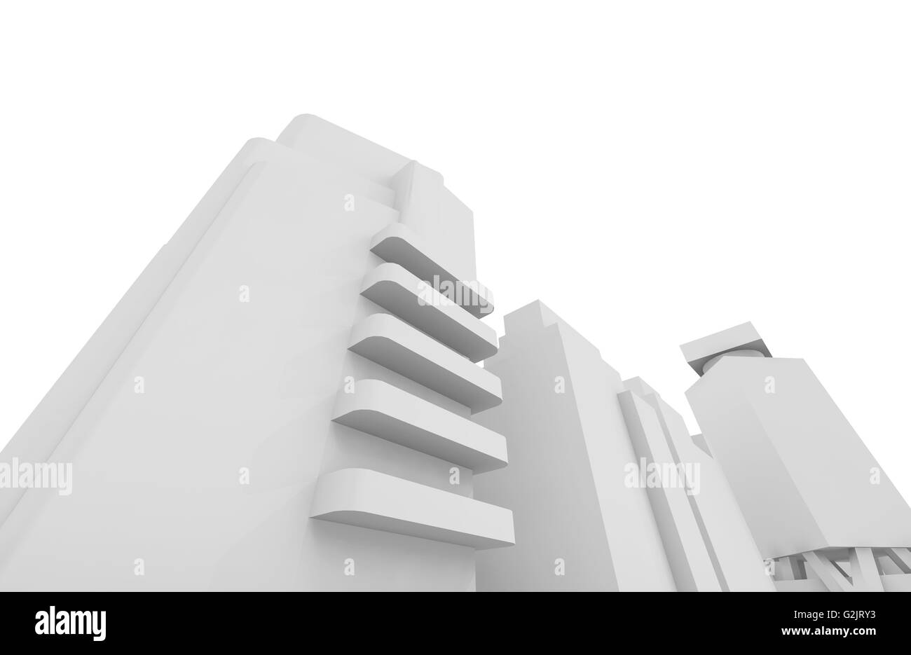 Schéma Abstrait Paysage urbain contemporain, isolé sur fond blanc illustration 3D render Banque D'Images