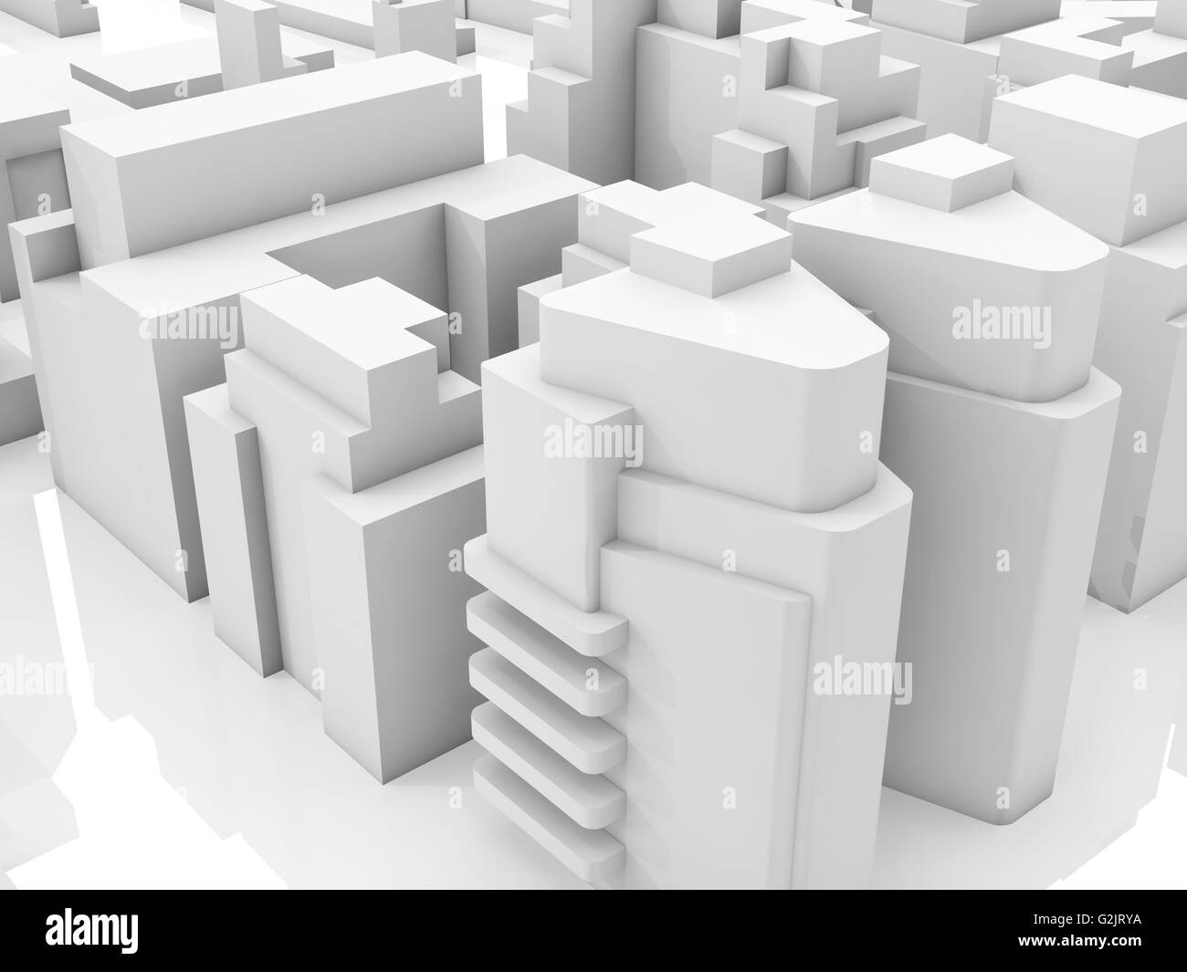 Paysage urbain contemporain abstrait, illustration 3D render Banque D'Images